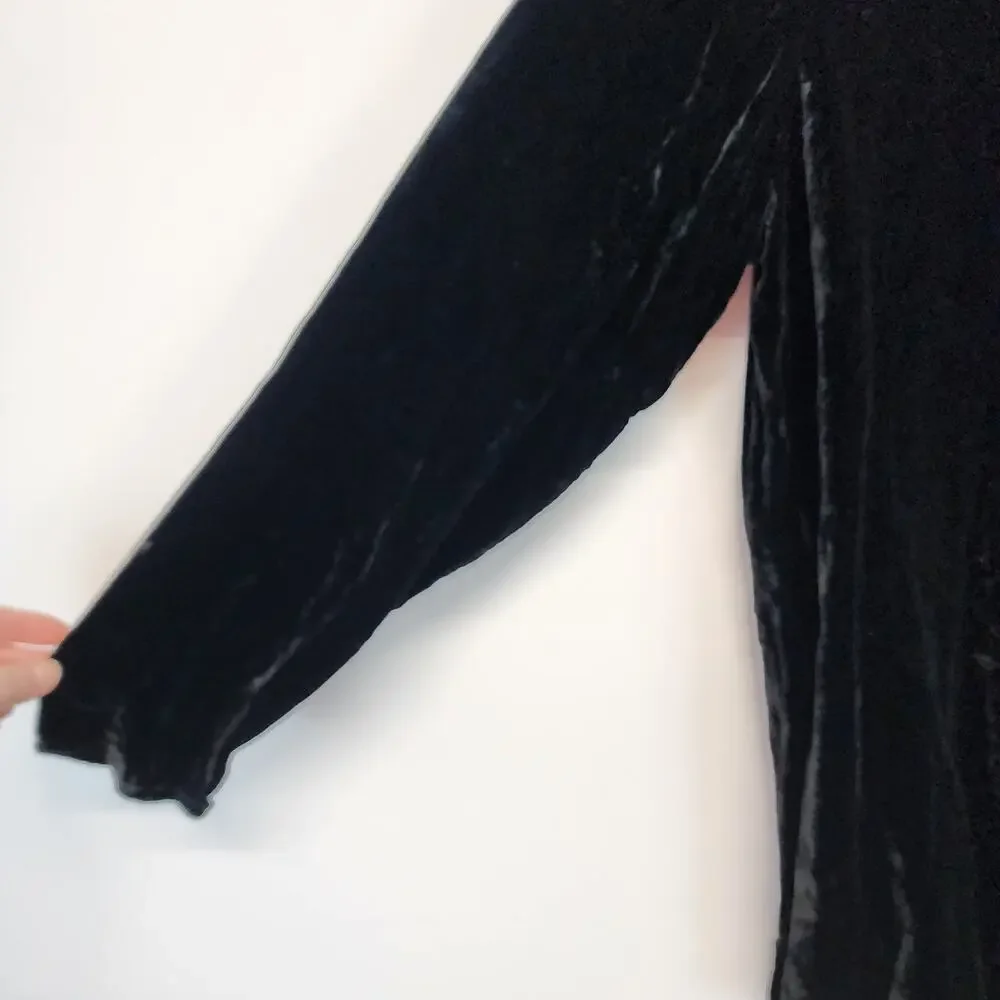 Womens Velvet Cardigan Topper Size 12 Black Open Silk Blend Vtg Newport News